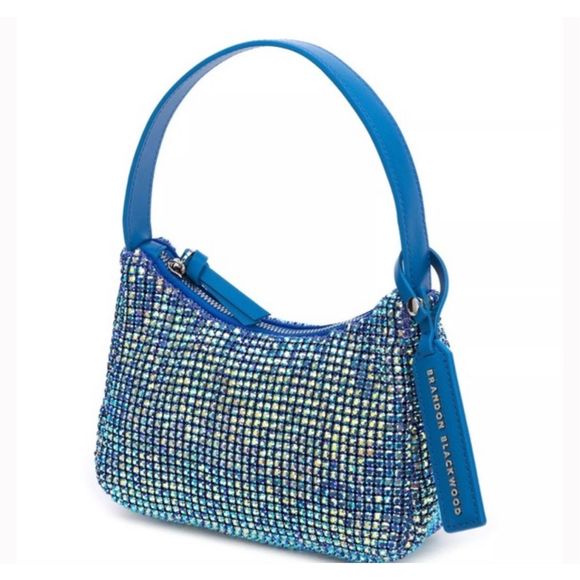 BRANDON BLACKWOOD Syl Blue Crystal Metallic Bag Top Handle Light Sapphire - Picture 12 of 12